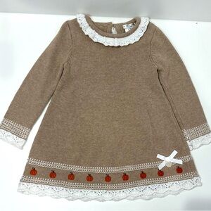 Max Studio Baby 18M Fall Autumn Pumpkin Thanksgiving Tan Sweater Dress Knit
